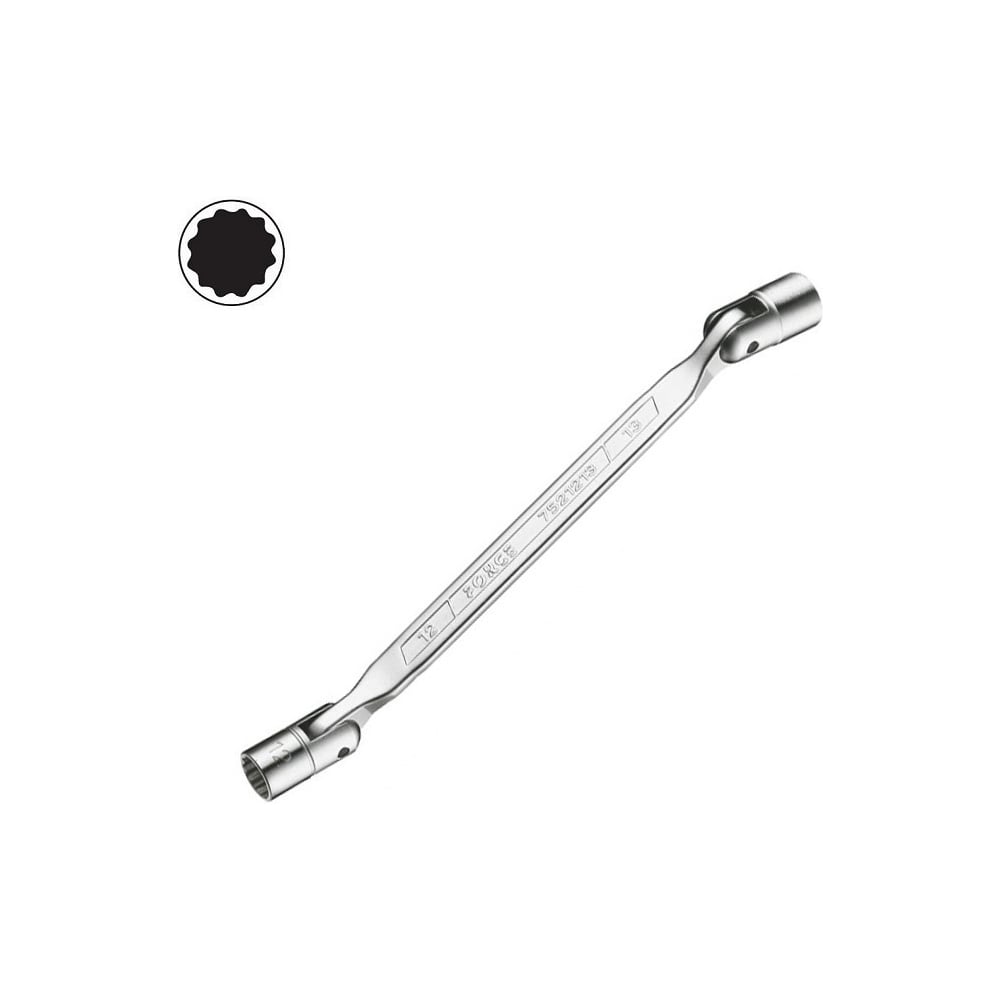 Изображение товара Ключ торцевой FORCE 12-ти гранный двусторонний 14ммх17мм на шарнирах, L=246мм 7521417