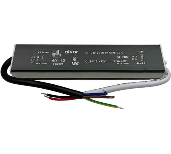 Изображение товара Блок питания Alvar 12В 40Вт IP67, герметичный AL-126740
