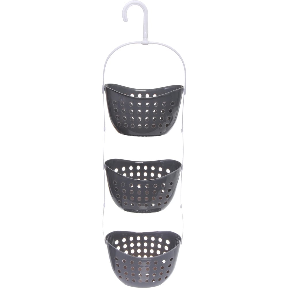 Изображение товара Корзина-органайзер для хранения Селфи подвесная ЛЕНАРО, цвет серый, три секции, 23*16*79см 980-0071