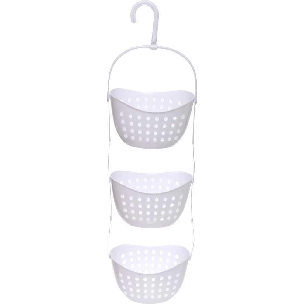 Изображение товара Корзина-органайзер для хранения Селфи подвесная ЛЕНАРО, цвет белый, три секции, 23*16*79см 980-0069