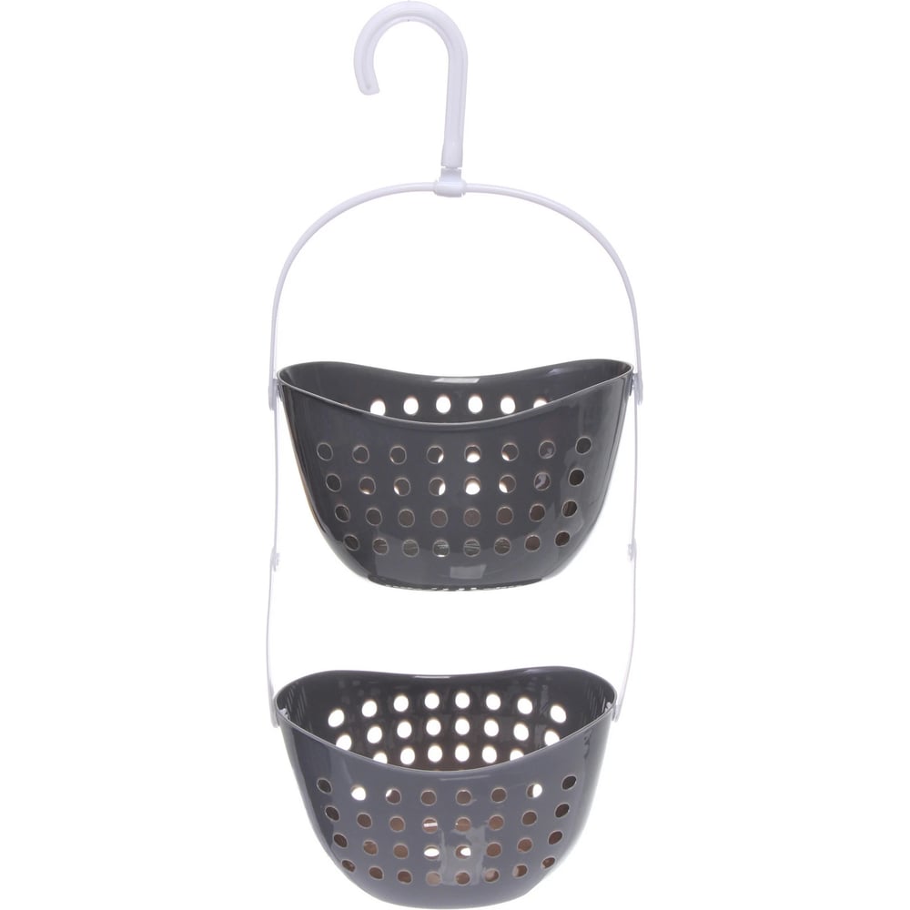 Изображение товара Корзина-органайзер для хранения Селфи подвесная ЛЕНАРО, цвет серый, две секции, 23*16*57см 980-0070