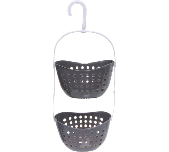 Изображение товара Корзина-органайзер для хранения Селфи подвесная ЛЕНАРО, цвет серый, две секции, 23*16*57см 980-0070