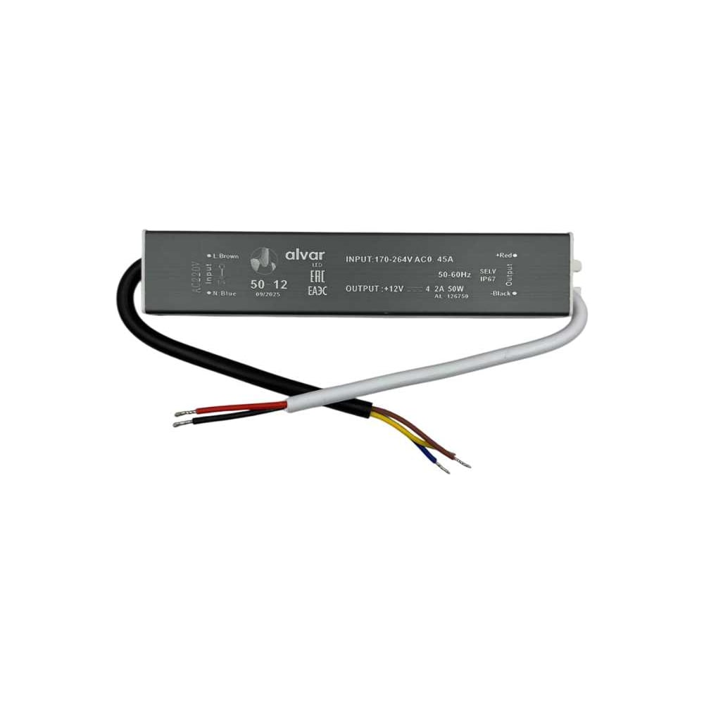 Изображение товара Блок питания Alvar 12В 50Вт IP67, герметичный AL-126750