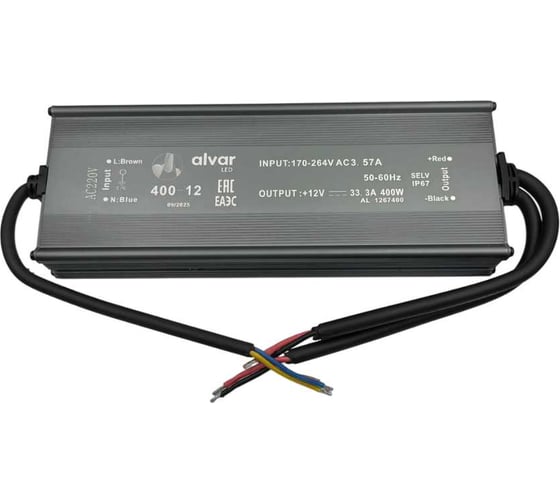 Изображение товара Блок питания Alvar 12В 400Вт IP67, герметичный AL-1267400