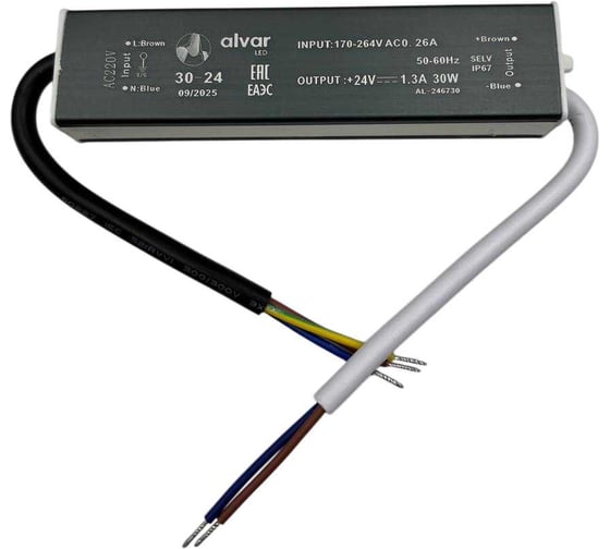 Изображение товара Блок питания Alvar 24В 30Вт IP67, герметичный AL-246730