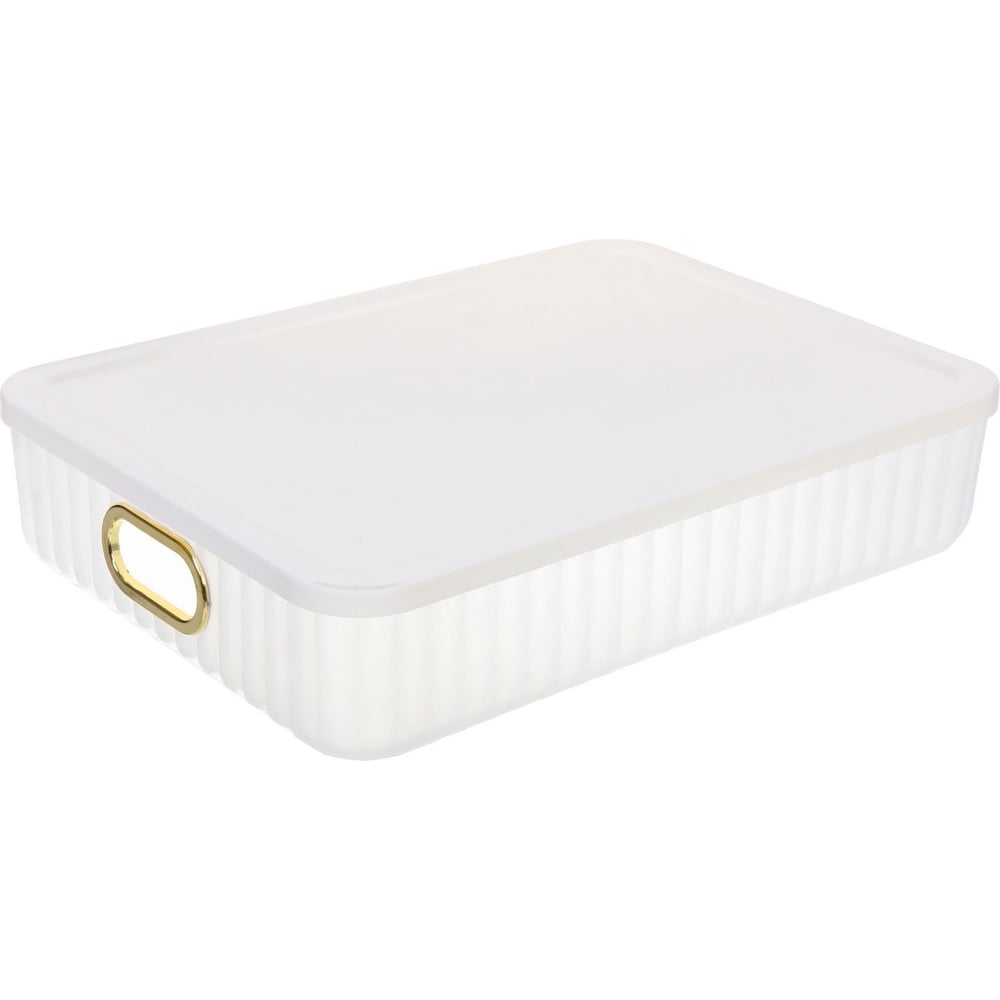 Изображение товара Корзина для хранения Селфи с крышкой ЭЛГАТТ, цвет белый, 36*26*8,5см (лейбл ) 654-0054