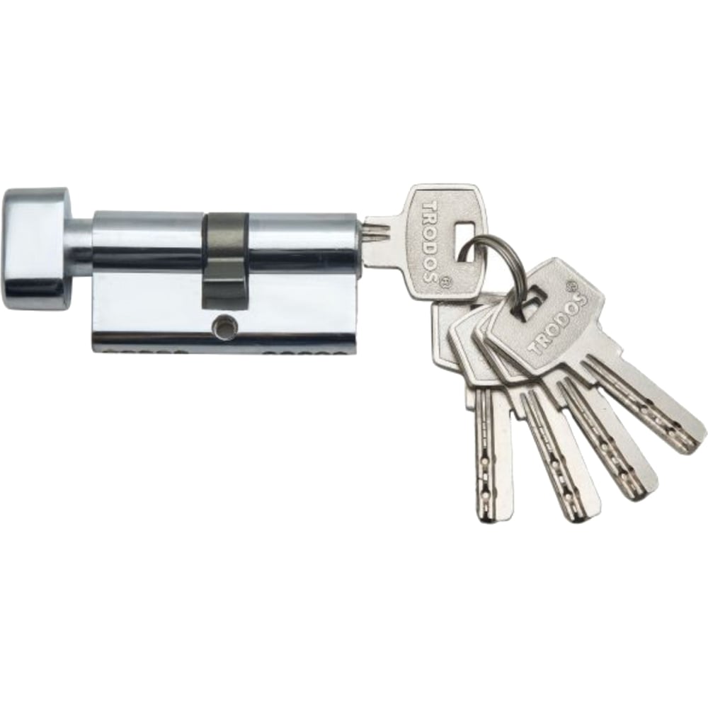 Изображение товара Механизм цилиндровый Trodos ЦМВП 60(30/30) сплав ЦАМ 5 ключей, хром 208101