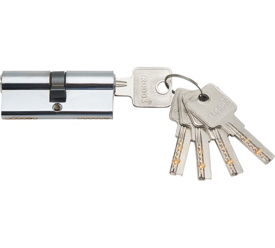 Изображение товара Механизм цилиндровый Trodos ЦМП 80(40/40) латунь 5 ключей, хром, блистер 209211