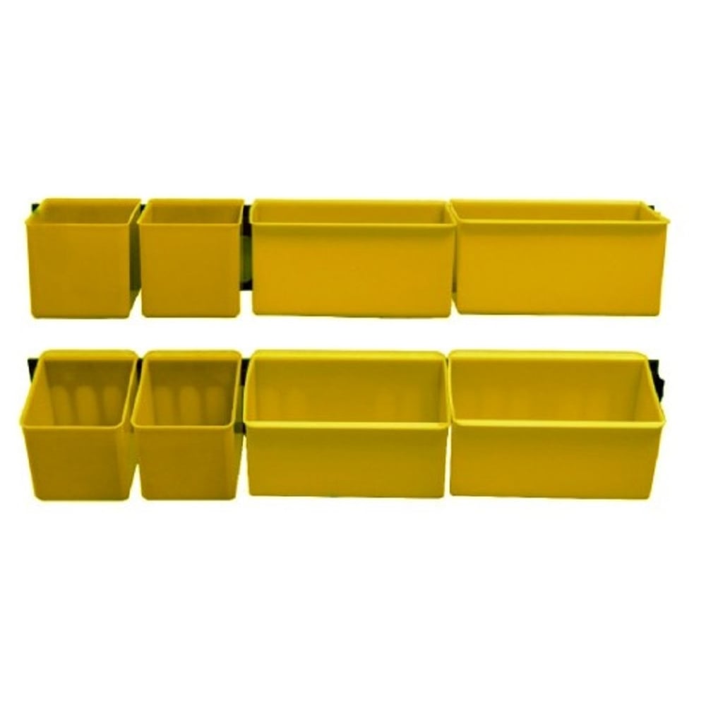 Изображение товара Набор лотков для метизов Jetservice Jetsystem 70х53х50мм 4шт + 107х60х50мм 4шт с планкой 350мм 2шт желтый ЛЖ-102-8