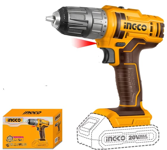 Изображение товара Аккумуляторный шуруповерт INGCO Li-ion 20В (5) INDUSTRIAL,, шт CDLI200515