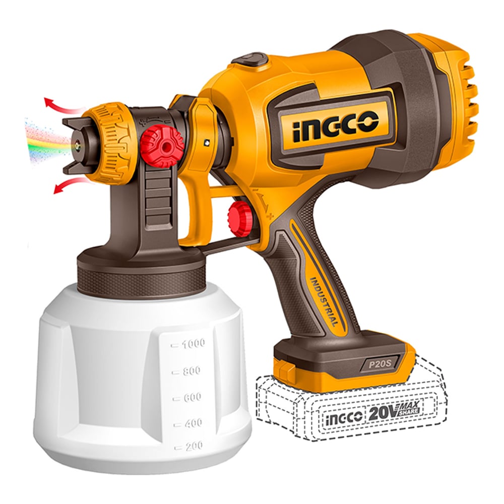 Изображение товара Краскораспылитель аккумуляторный INGCO 20В 800 мл/мин (8) CSGLI20042