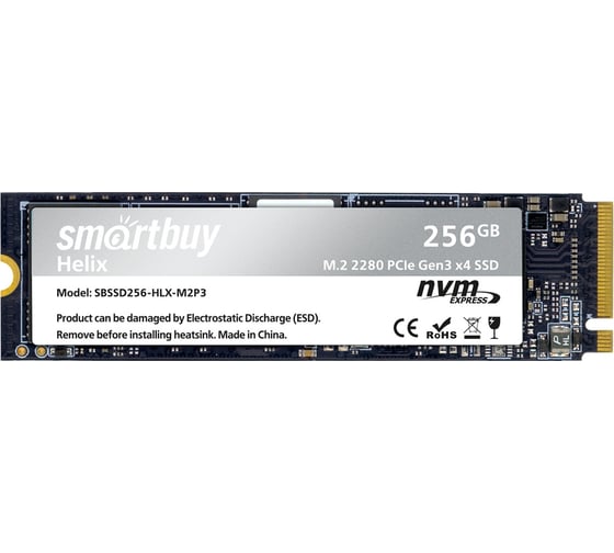 Изображение товара Накопитель Smartbuy M.2 2280 SSD Helix 256GB TLC NVMe PCIe3 SBSSD256-HLX-M2P3