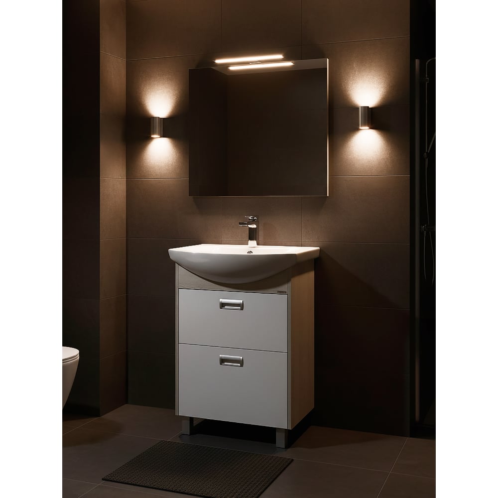 Изображение товара Тумба AQUATON БЕККА 60 белый/дуб Сомерсет для раковины современная