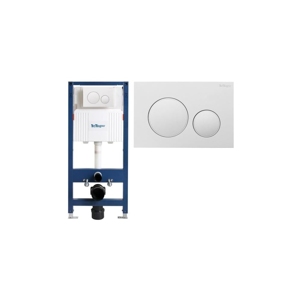 Изображение товара Инсталляция для подвесного унитаза BelBagno в комплекте с кнопкой смыва BB-101-M-BC