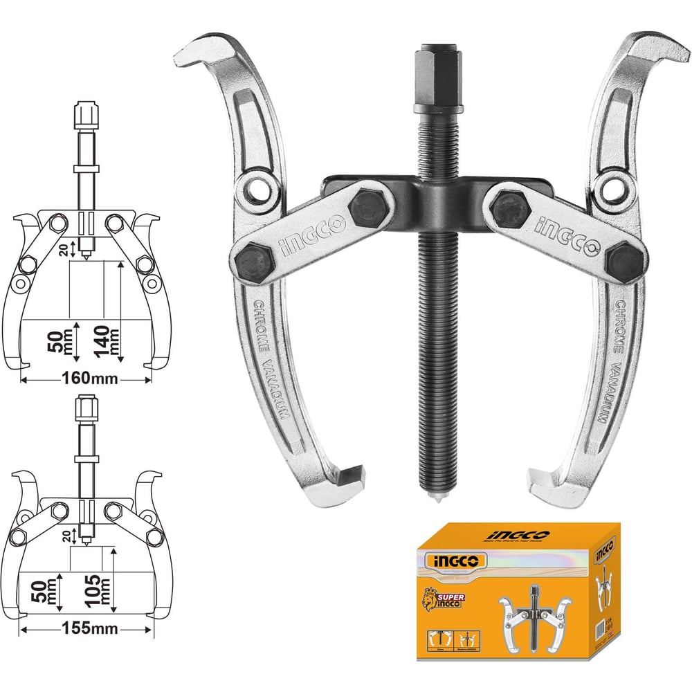 Изображение товара Съемник с двумя захватами INGCO 6 INDUSTRIAL HGP08026