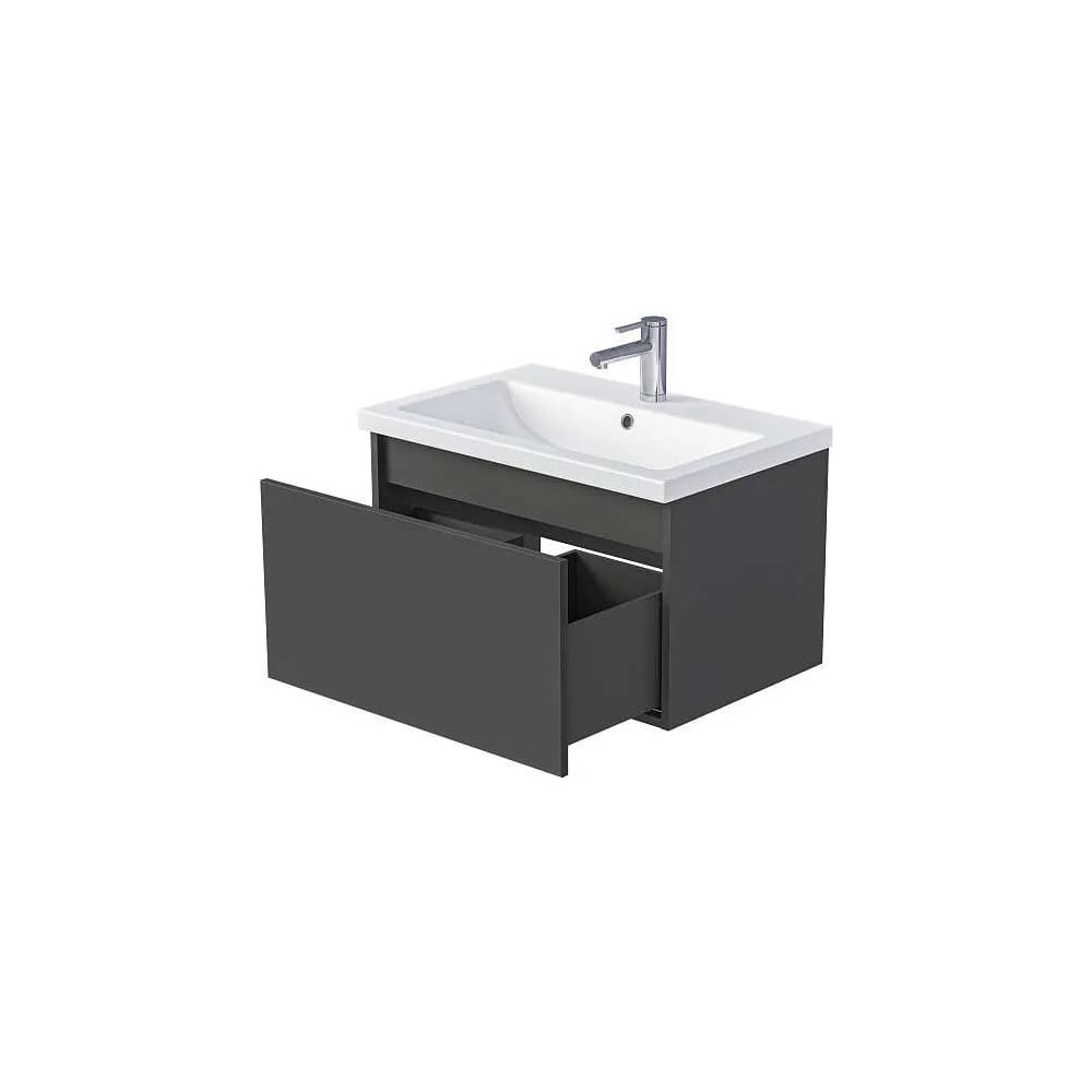 Изображение товара Тумба 1Marka Aris mini 70П (685х400х447) 1я антрацит/монолит дарк Ц0000042284