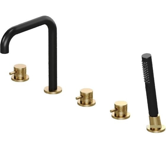 Изображение товара Cмеситель на борт ванны ALLEN BRAU 5.31007-GB31 PRIORITY излив и душ-черн.,элементы-зол. (367819) 00367819