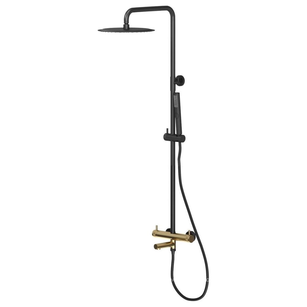 Изображение товара Душевая система ALLEN BRAU 5.31A10-31GB PRIORITY излив повор,верх.душSlim корпус-зол.,элементы-черн (367802) 00367802