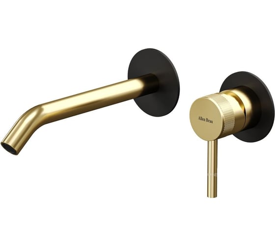 Изображение товара Cмеситель для умывальника ALLEN BRAU 5.31A03-31GB PRIORITY 3.0 встр._накладки-черн.,элементы-зол. (367798) 00367798