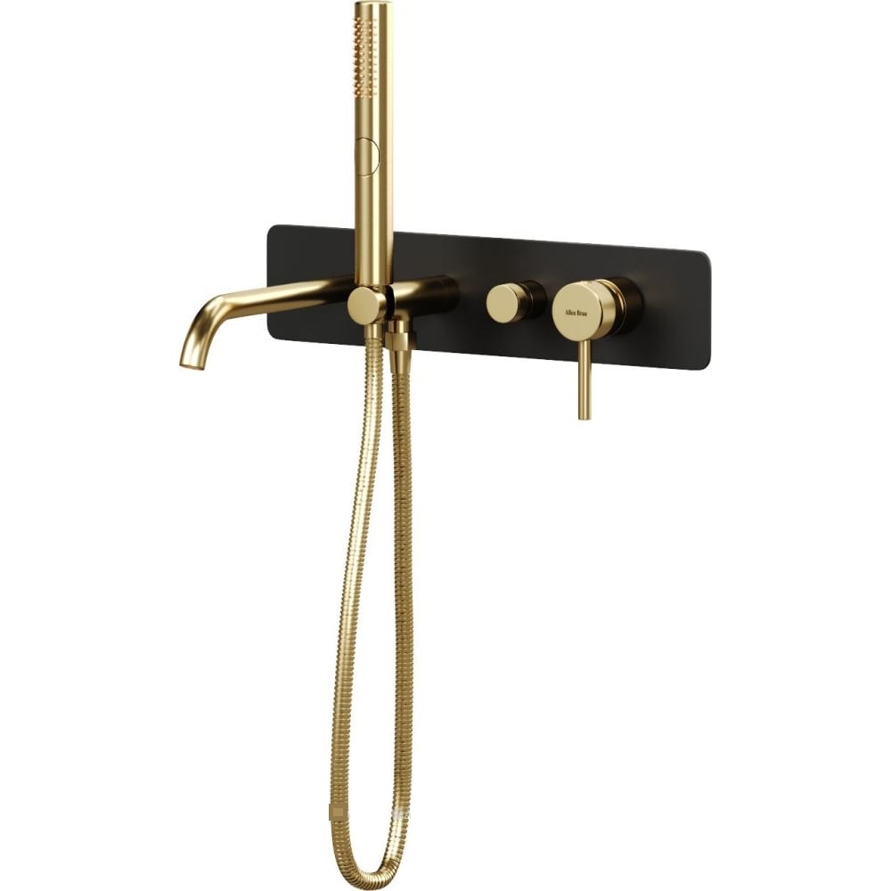 Изображение товара Cмеситель встроенный ALLEN BRAU 5.31A05-31GB PRIORITY 3.0 с изливом накладки-черн.,элемнты-зол. (367806) 00367806