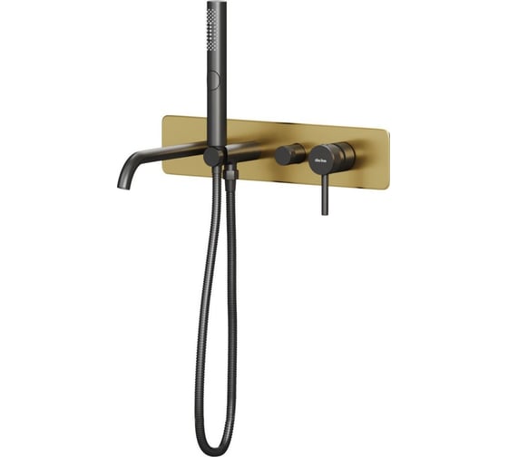 Изображение товара Cмеситель встроенный ALLEN BRAU 5.31A05-GB31 PRIORITY 3.0 с изливом накладка-зол.,элементы-черн. (367807) 00367807