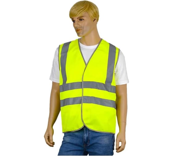 Изображение товара Жилет сигнальный Костромская Текстильная Компания тип 3 трик. полотно 120 350 застежка велькро Лимон, 3XL ( 120-124) , 170-176 4680641976689