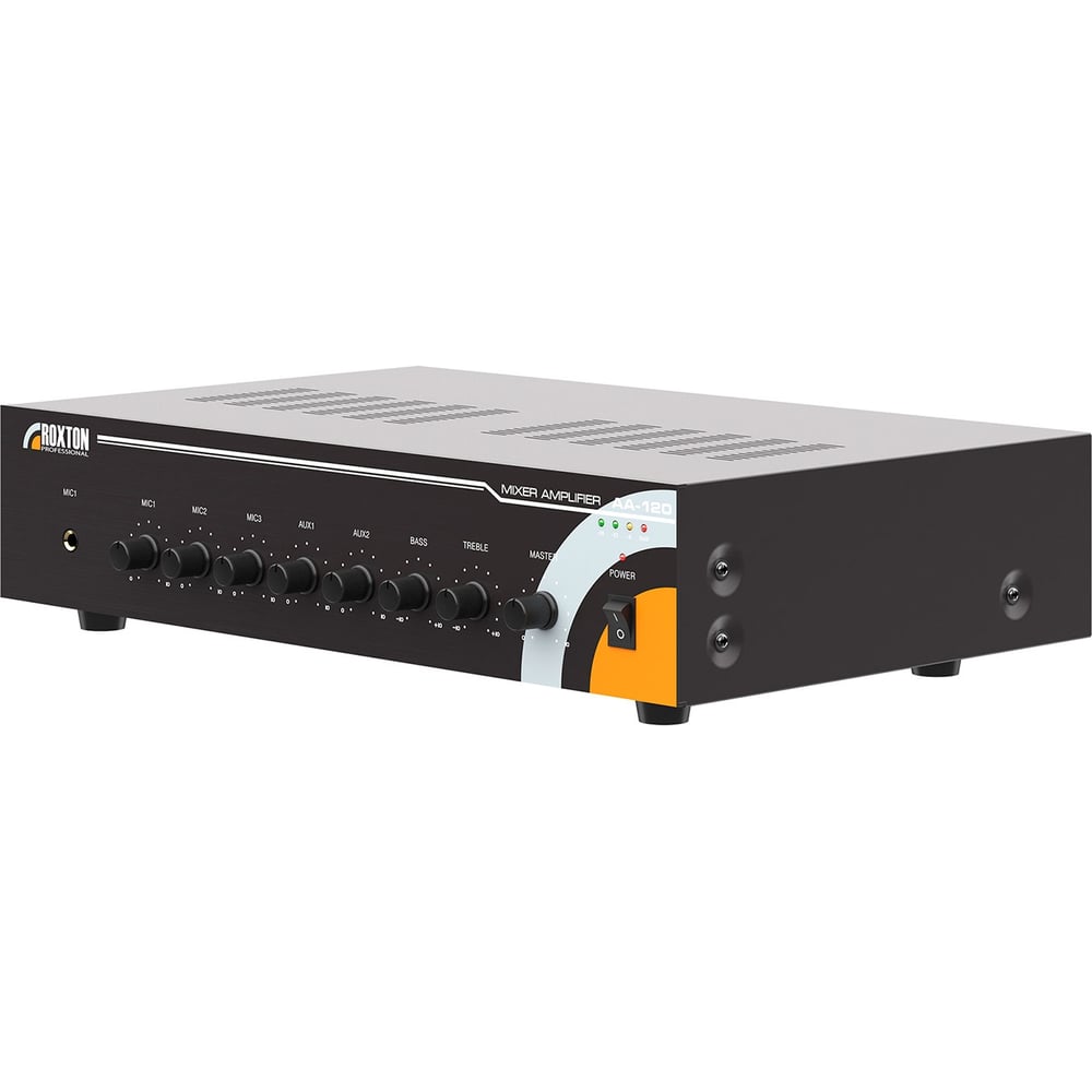 Изображение товара Усилитель-микшер Roxton AA-120 120 Вт, 100/70В и 8 Ом, 3 микр/2 линейных входа, линейный выход, 220В 00-00006027