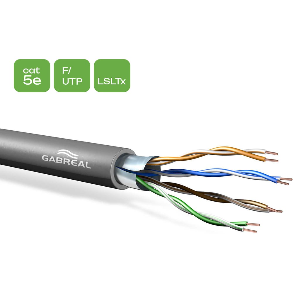 Изображение товара Кабель ГАБРЕАЛ CAT5e LSLTx F/UTP 8x0.51 мм² 500 м серый