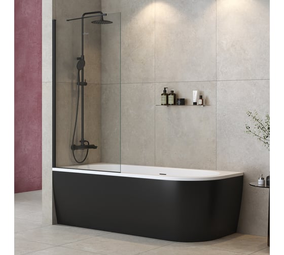 Изображение товара Душевая шторка на ванну Cezares универсальная LIBERTA-V-1-TB-90/155-C-NERO