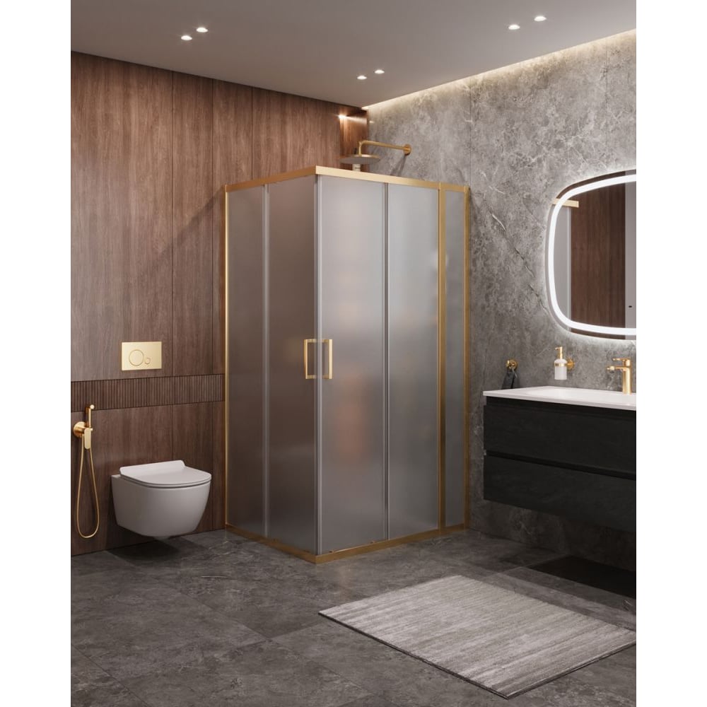 Изображение товара Душевой уголок Cezares MOLVENO-AH-21-90+20-P-BORO, прозрачное стекло, анодированный профиль