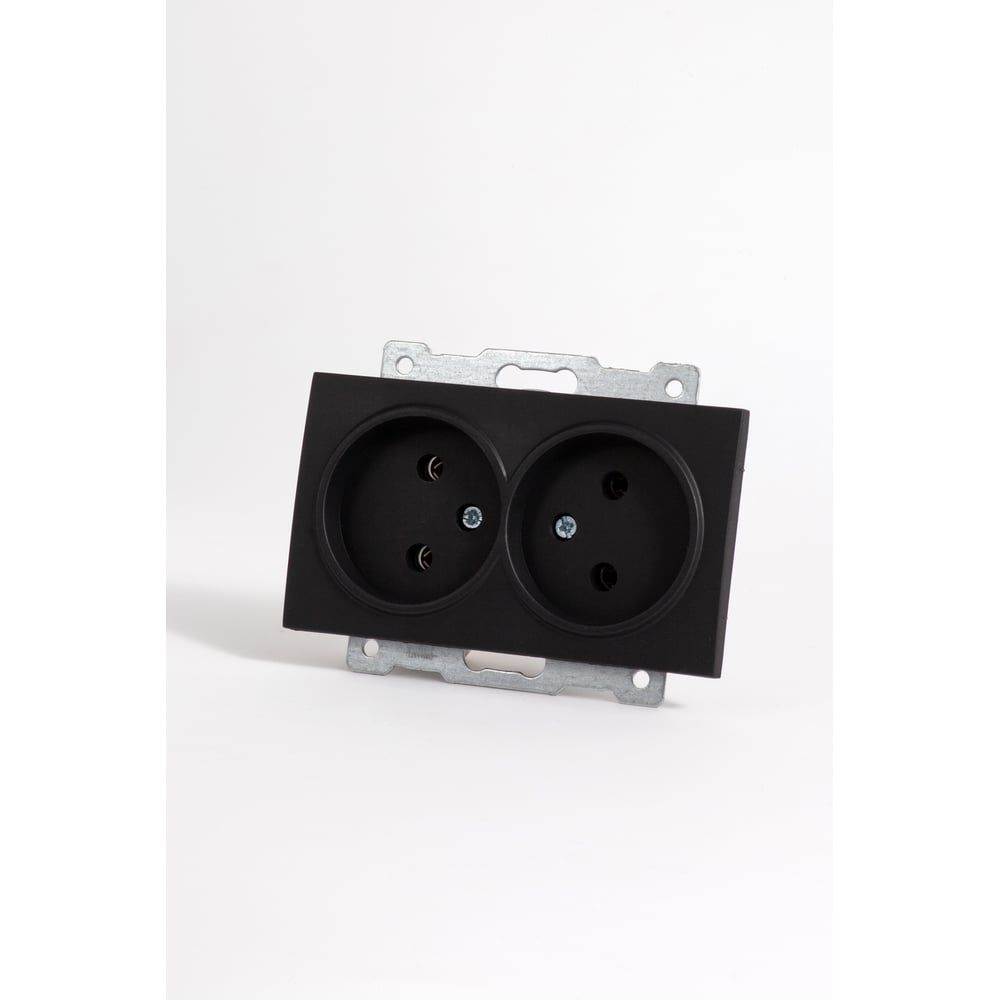 Изображение товара Розетка 2-я без заземления ELBI Zena Vega Черный Матовый M+K 12 шт 609-014800-908