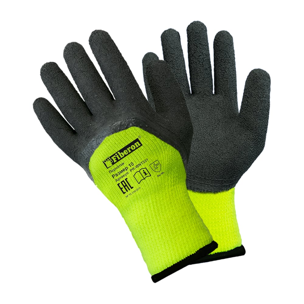 Изображение товара Перчатки ЛЕДОРУБ ПЛЮС утепленные Fiberon, акрил, вспененное латексное покрытие, размер 10 (XL), 145964