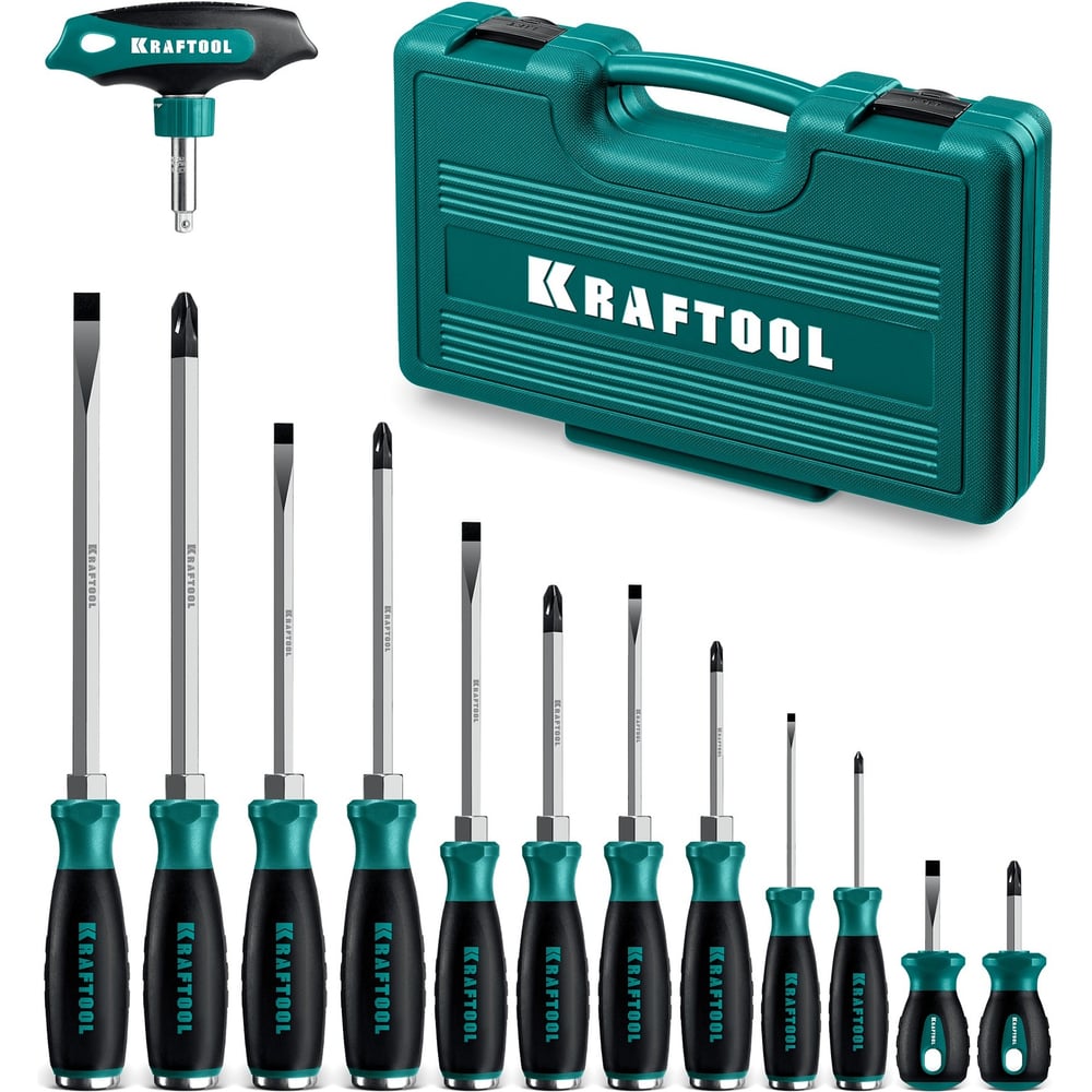 Изображение товара Набор ударных отверток KRAFTOOL Impact 13 шт, сквозной стержень Cr-Mo 25035