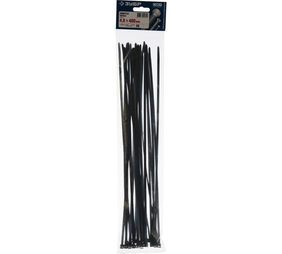 Изображение товара Хомуты нейлоновые 25 шт. (4.8х400 мм) Зубр 4-309037-48-400