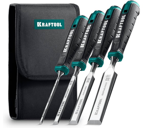 Изображение товара Набор стамесок-долот с двухкомпонентной рукояткой KRAFTOOL Grand-4 4 шт 818-H4 1818-H4