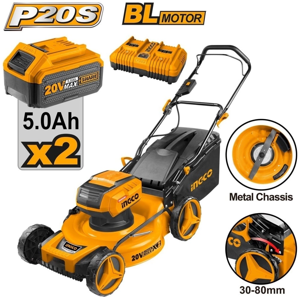 Изображение товара Газонокосилка аккумуляторная INGCO INDUSTRIAL 20 В, Li-Ion, 20 В LMLI20202