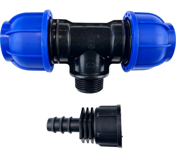 Изображение товара Комплект подключения магистральной трубки Профитт 16 мм к ПНД трубе 25 мм (тройник ПНД+адаптер) 0341057-RCS