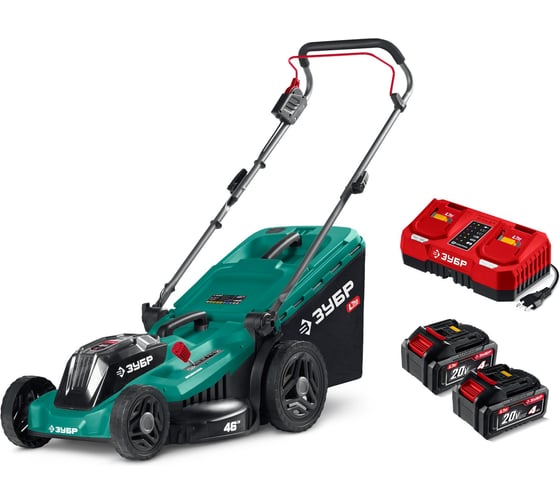 Изображение товара Газонокосилка аккумуляторная бесщеточная ЗУБР 40 В (2×20 В), 460 мм, 2 АКБ LMS 4 А·ч ГКЛ-4046-42