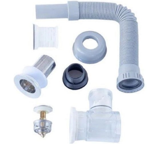 Изображение товара Сифон для раковины GRIALE с донным клапаном клик-клак (нажимной) с переливом / обратный клапан (сухой затвор) DK474