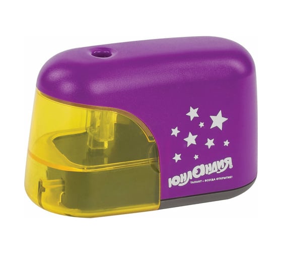 Изображение товара Электрическая точилка ЮНЛАНДИЯ Stars, питание от 4 батареек АА, фиолетовый 228425