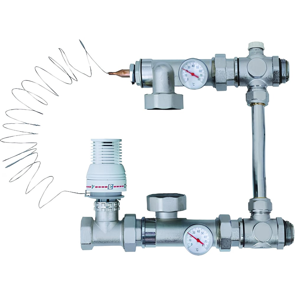 Изображение товара Смесительный узел 1" с термоголовкой, проходной TEBO T-СУ.ТГ.1.130.CN