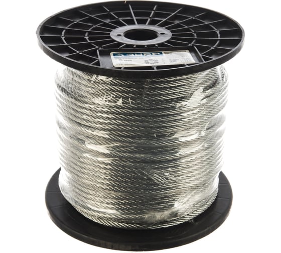 Изображение товара Стальной трос Зубр DIN 3055, оцинкованная сталь, синтетическая сердцевина, d=6 мм, L=120 м 4-304110-06