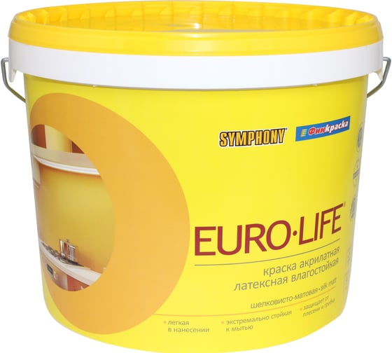 Изображение товара Краска SYMPHONY в/э, евро-лайф шелк/мат. А пласт., 10/9л пласт., oсновной 00-01100265