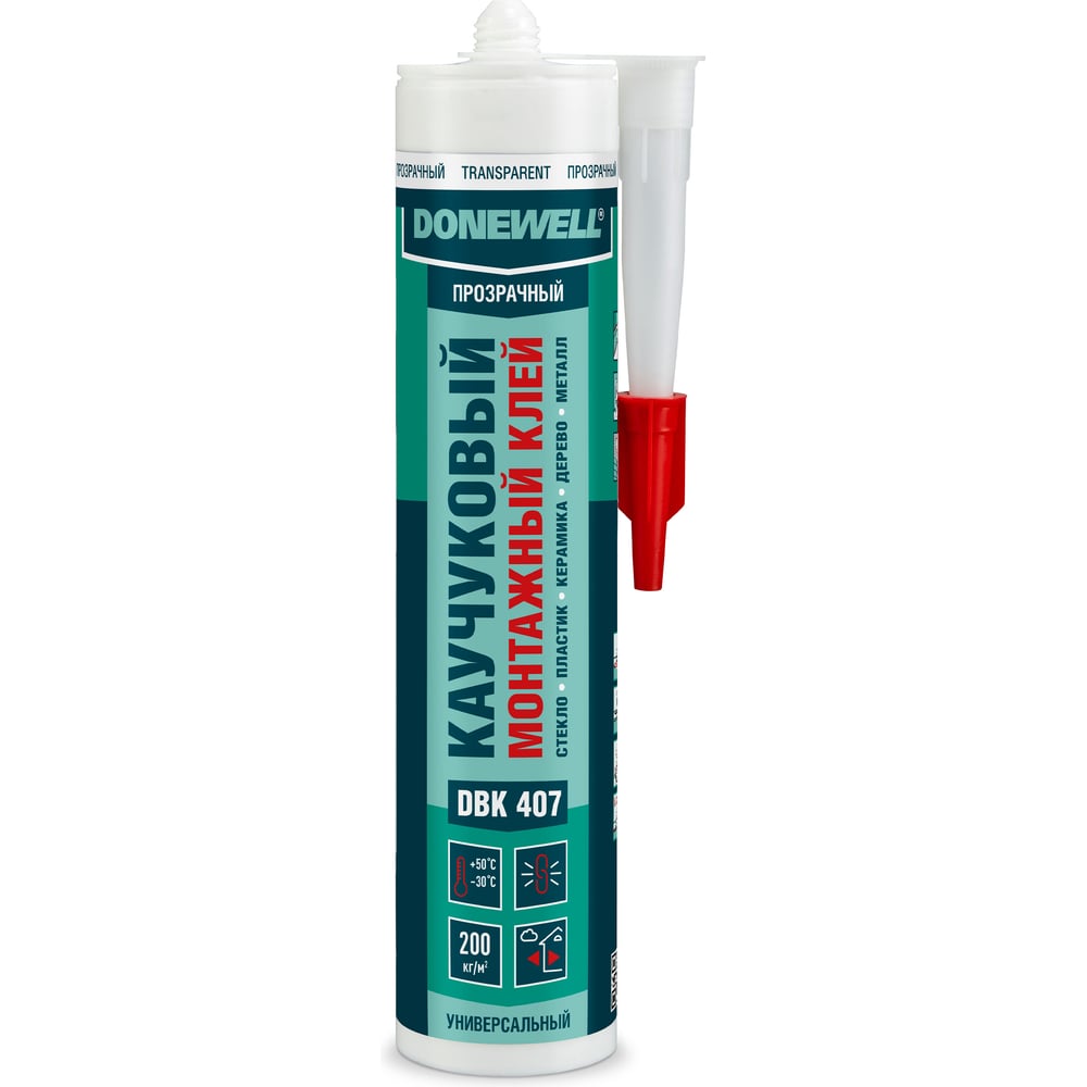 Изображение товара Клей DONEWELL DBK-407 прозрачный каучуковый универсальный 0.28 л