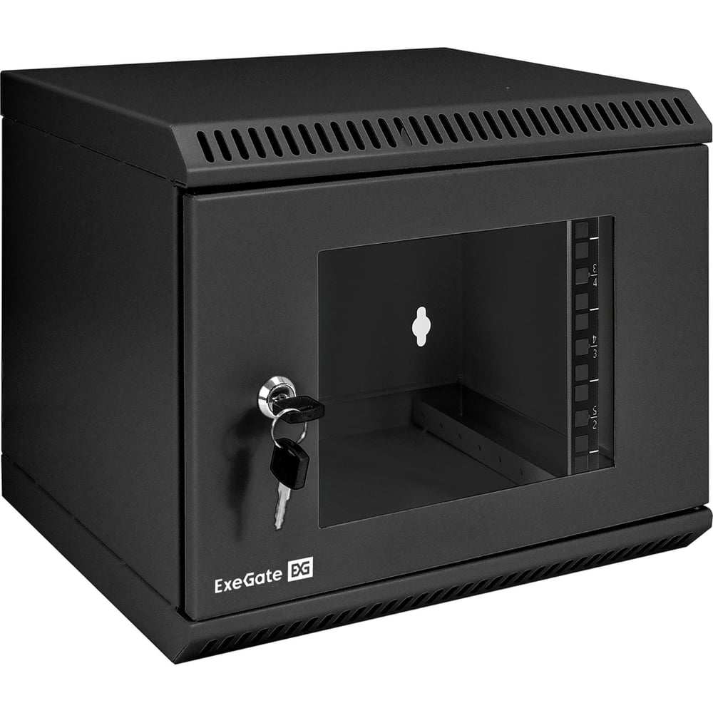 Изображение товара Шкаф телекоммуникационный ExeGate 10 настенный 6U EC-WM-6U.280.G.BLACK 10”, 6U, 350x280x287mm ШхГхВ, передняя дверь закаленное стекло, пыле- и влагозащита 298624