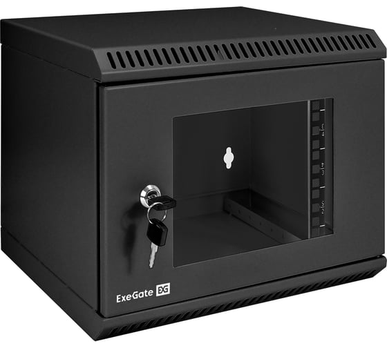 Изображение товара Шкаф телекоммуникационный ExeGate 10 настенный 6U EC-WM-6U.280.G.BLACK 10”, 6U, 350x280x287mm ШхГхВ, передняя дверь закаленное стекло, пыле- и влагозащита 298624