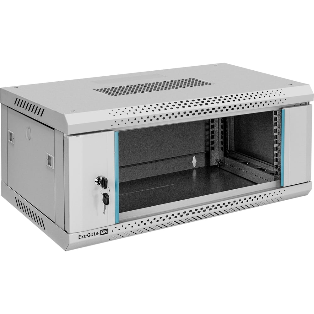 Изображение товара Шкаф телекоммуникационный ExeGate 19 настенный 4U EC-WM-4U.450.G.GREY 19”, 4U, 600x450x280mm ШхГхВ, передняя дверь закаленное стекло, съемные боковые панели 300251