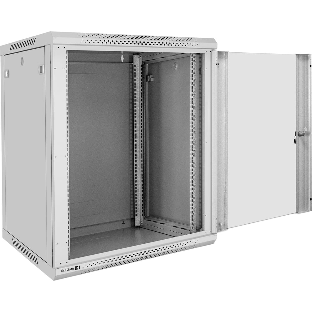 Изображение товара Шкаф телекоммуникационный ExeGate 19 настенный 15U EC-WM-15U.600.G.GREY 19”, 15U, 600x600x769mm ШхГхВ , передняя дверь закаленное стекло, съемные боковые панели 300267