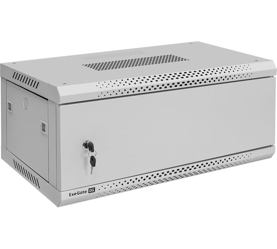 Изображение товара Шкаф телекоммуникационный ExeGate 19 настенный 4U EC-WM-4U.450.M.GREY 19”, 4U, 600x450x280mm ШхГхВ, передняя дверь металл, съемные боковые панели 300253