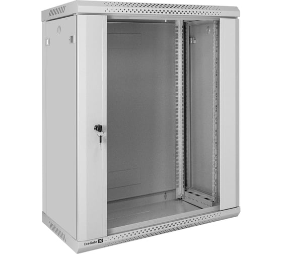 Изображение товара Шкаф телекоммуникационный ExeGate 19 настенный 15U EC-WM-15U.450.G.GREY 19”, 15U, 600x450x769mm ШхГхВ , передняя дверь закаленное стекло, съемные боковые па 300255